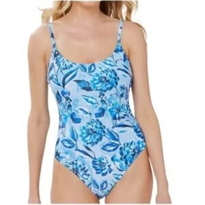 Andie Swim The Bala One Piece Swimsuit in Blue Floral Size Medium NEW